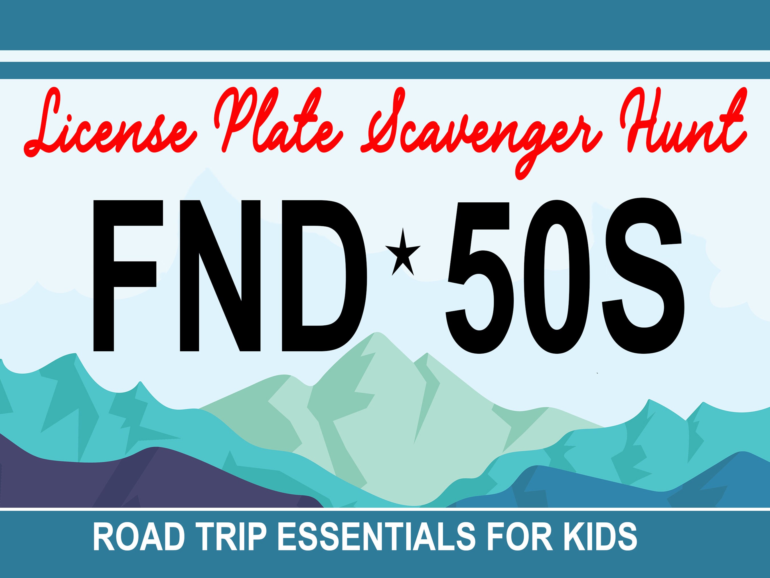 License Plate Scavenger Hunt Road Trip Game for Kids in the Car