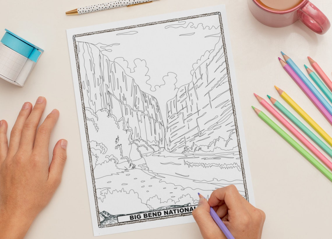 National Parks Coloring Book USA With 60 Illustrations to Color for
