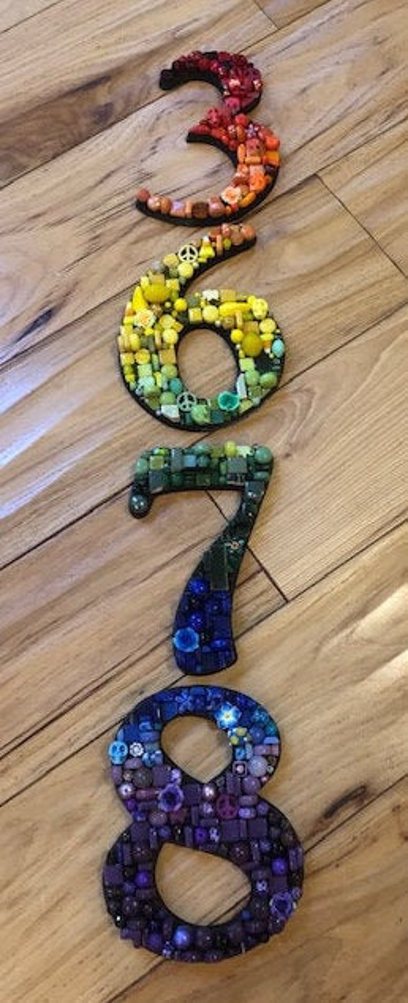 Mosaic House Numbers Mosaic Wall Art Mosaic Numbers House Number Custom Rainbow Address Numbers Housewarming gift Birthday