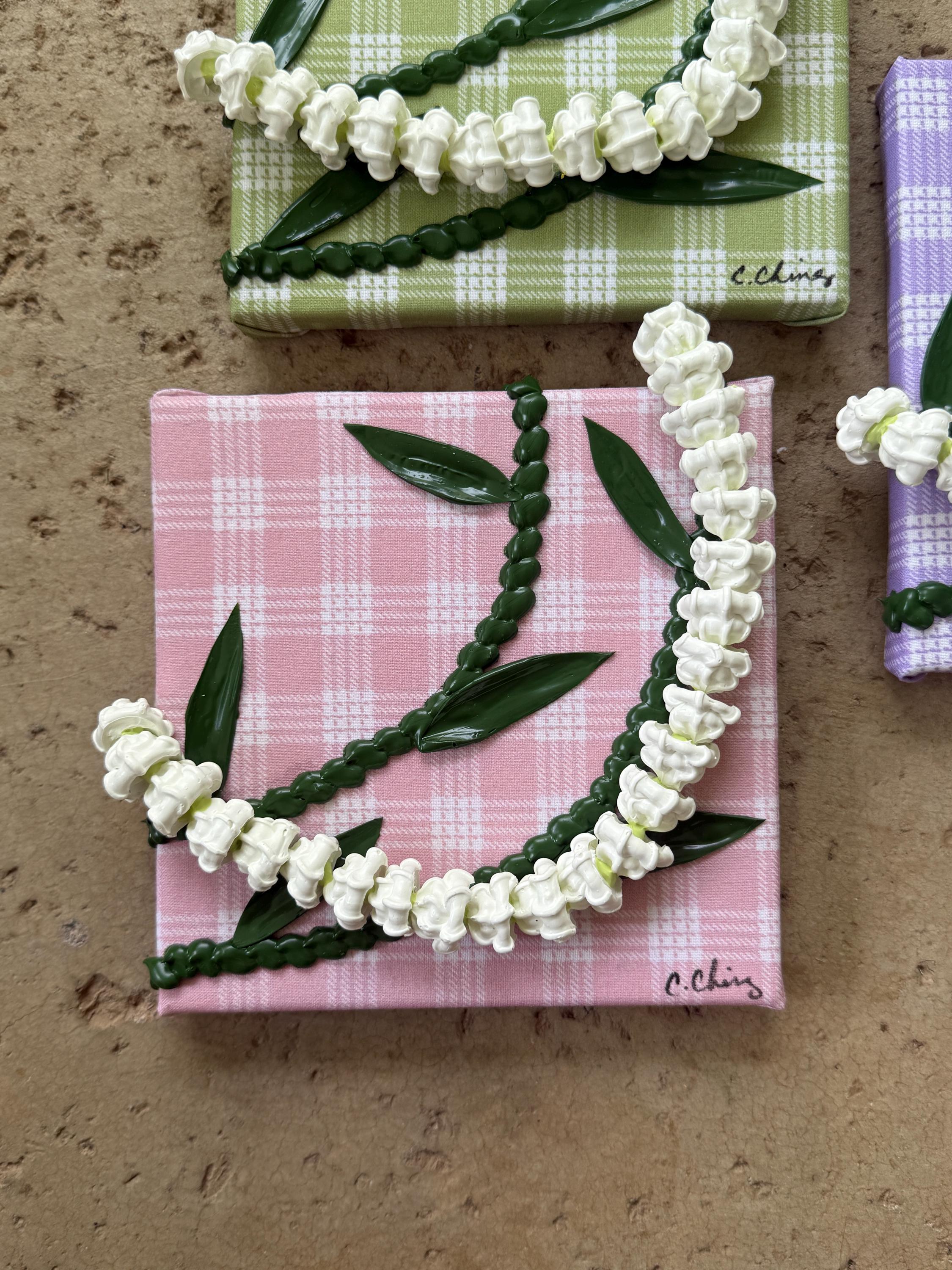 3D Hawaiian Flower Lei on Palaka Canvas- Acrylic Art Painting