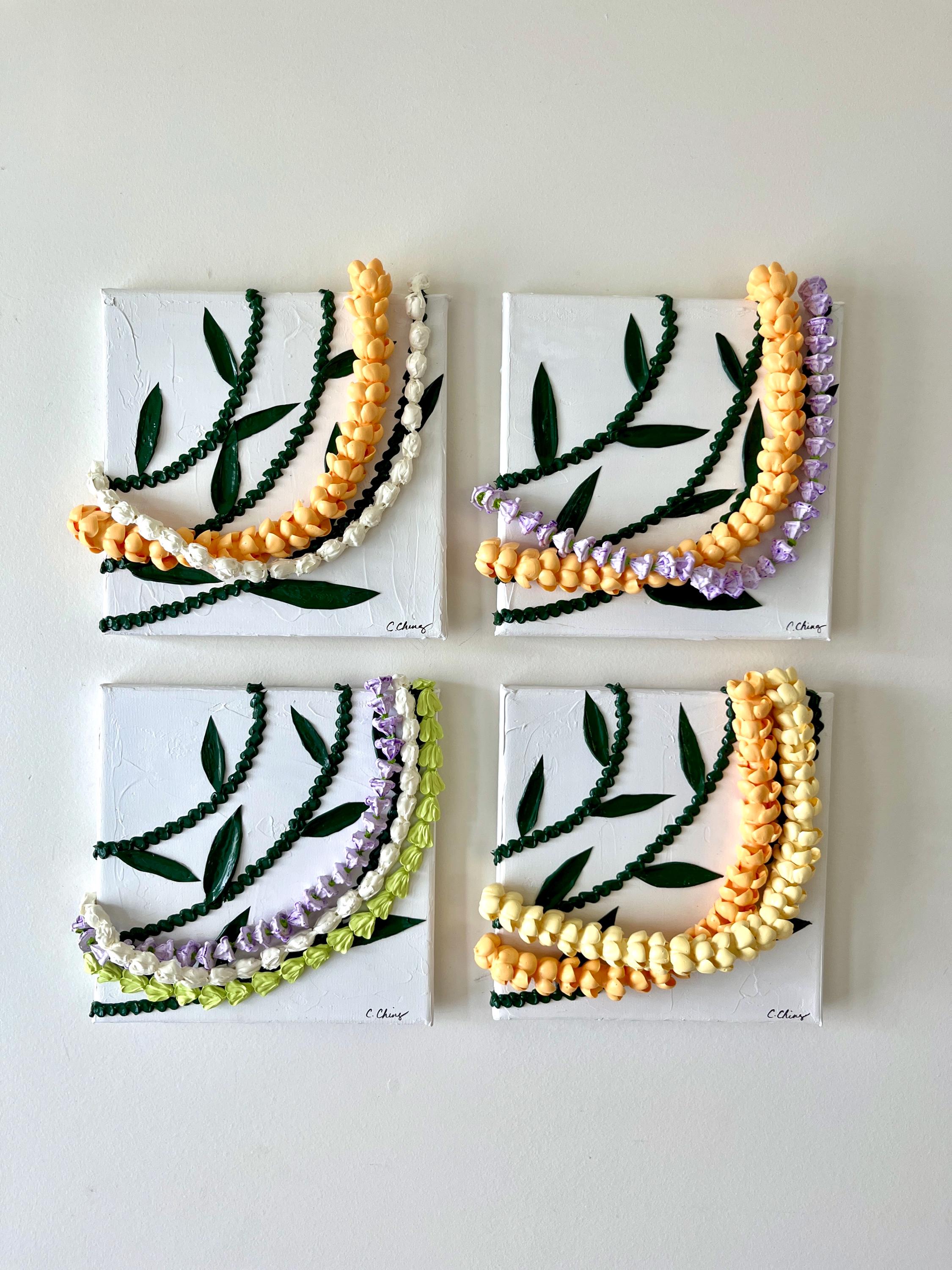 Puakenikeni and Pikake 3 Dimensional Hawaiian Flower Lei Acrylic