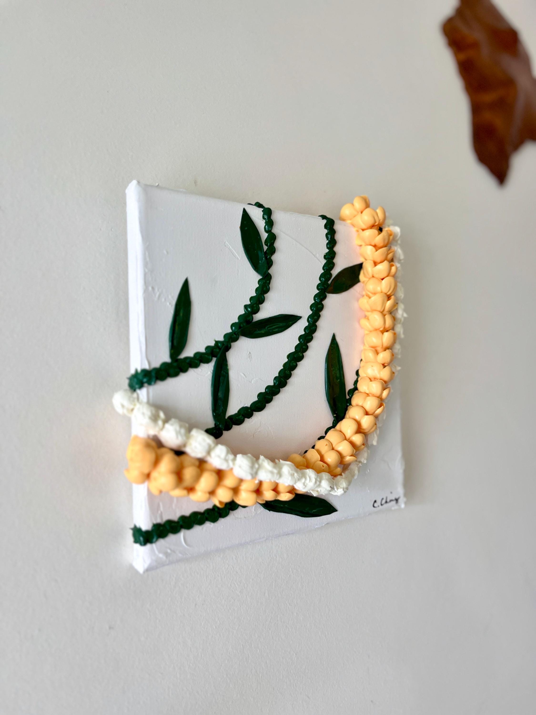 Puakenikeni and Pikake 3 Dimensional Hawaiian Flower Lei Acrylic 