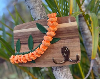 key*s collection★木馬★オブジェ★花台 Mini Hawaii Flower Lei Art Key Hook- Orange or Yellow Pua Kenikeni