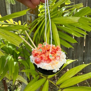 Spicy ahi poke bowl mini food Christmas ornament: Hawaii foodie miniature Hawaiian Japanese food
