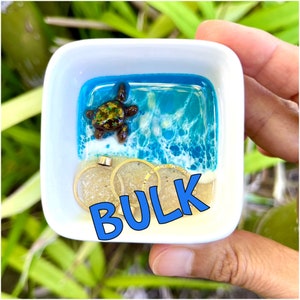 Sea turtle trinket ring bowl BULK order - Hawaii ocean gift-bridesmaid present-square jewelry dish- beach wedding decor- tropical wedding