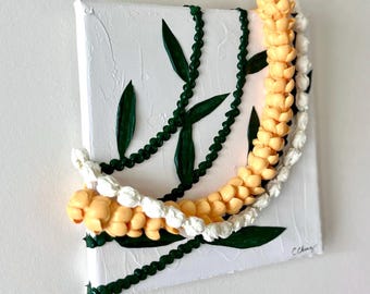 Puakenikeni and Pikake 3 Dimensional Hawaiian Flower Lei Acrylic