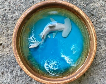 Hammerhead shark ocean decorative wood bowl- tropical jewelry dish- Hawaiian home decor-Beach art unique handmade gift- Hawaii souvenir