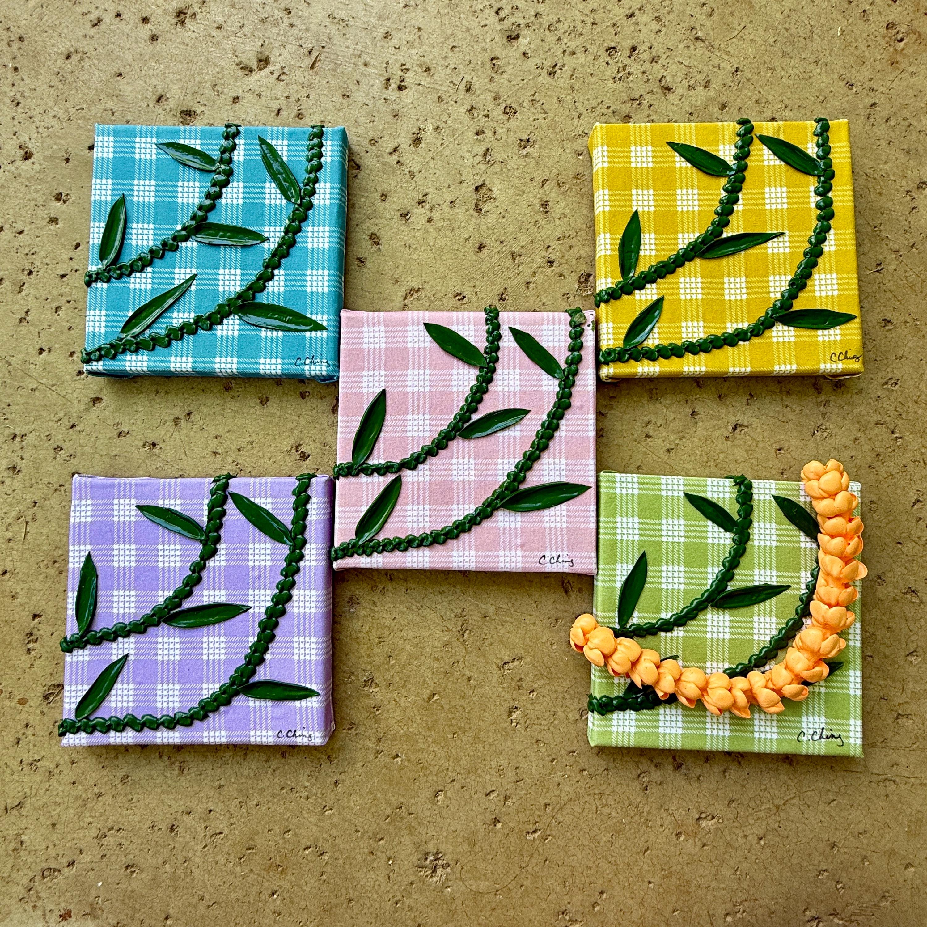 3D Hawaiian Flower Lei on Palaka Canvas- Acrylic Art Painting 3D Hawaiian Flower Lei on Palaka Canvas- Acrylic Art Painting