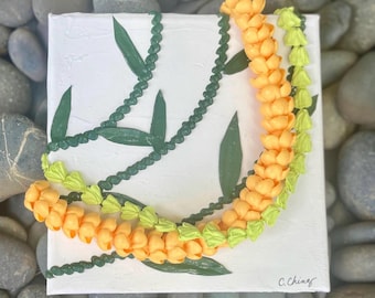 Puakenikeni and Pakalana 3 Dimensional Hawaiian Flower Lei Acrylic