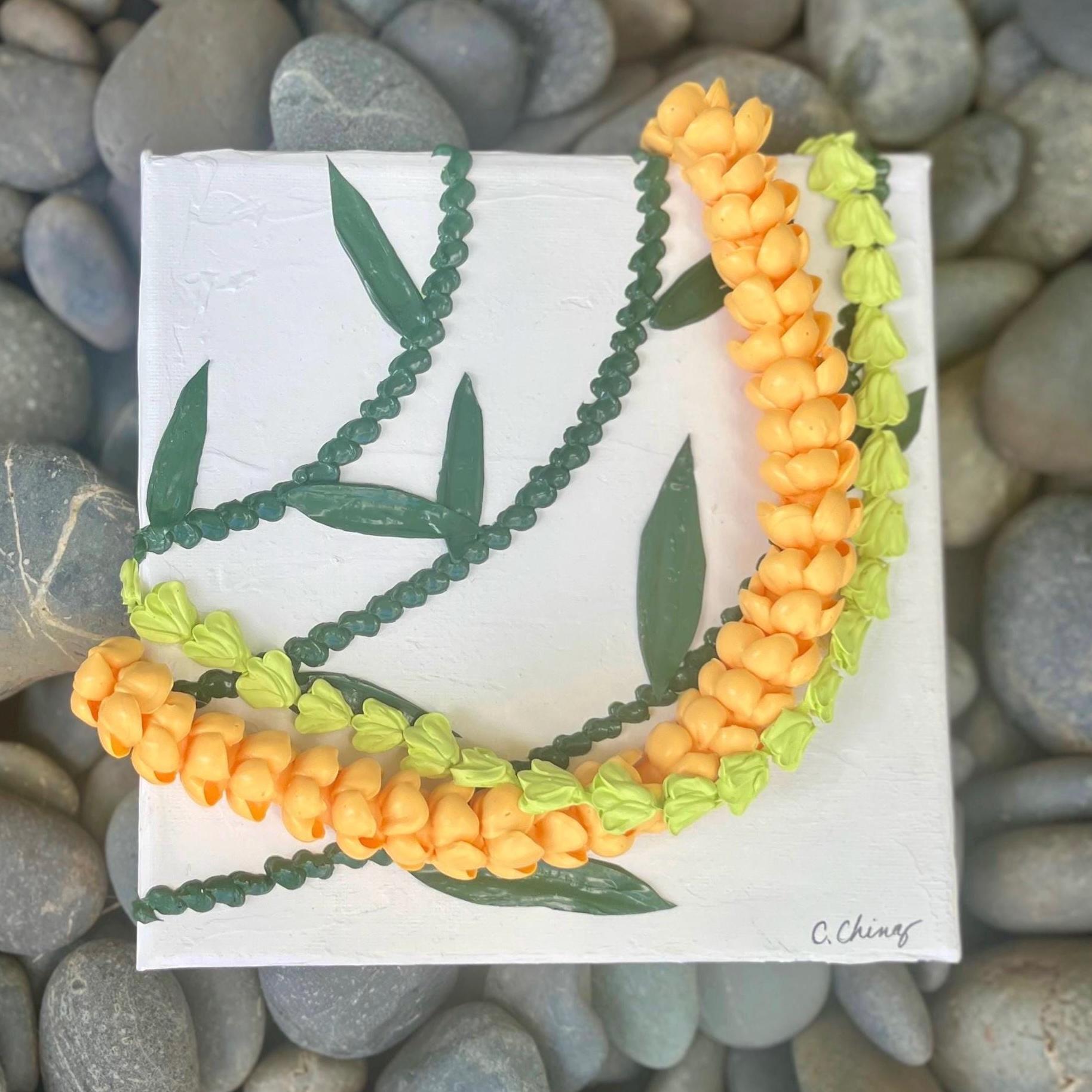 Puakenikeni and Pakalana 3 Dimensional Hawaiian Flower Lei Acrylic