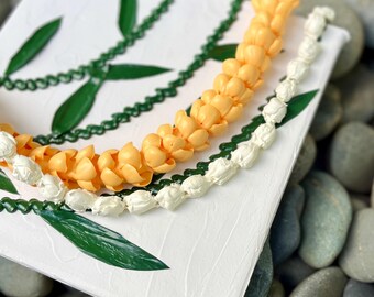 Puakenikeni and Pikake 3 Dimensional Hawaiian Flower Lei Acrylic