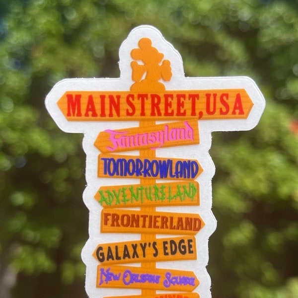 Disneyland Land Sign Sticker // Disney Sticker // Disneyland Sticker // Fantasyland, Tomorrowland, Adventureland, etc (CLEAR/TRANSPARENT)