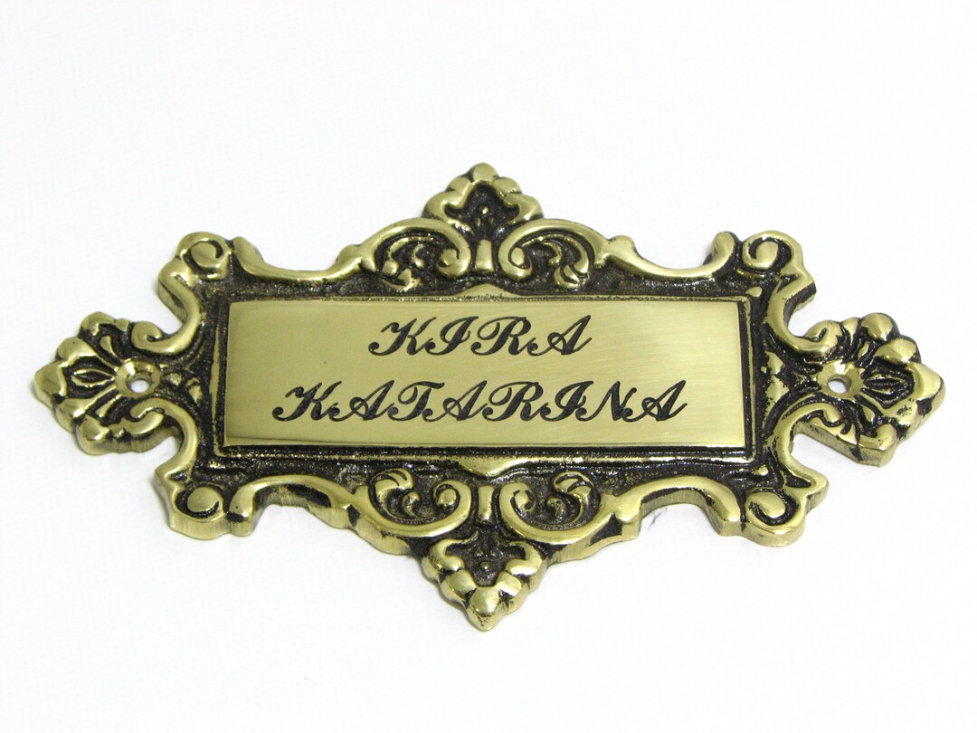 Personalized Solid Brass Door Name Plates Rectangle Writing Space Door