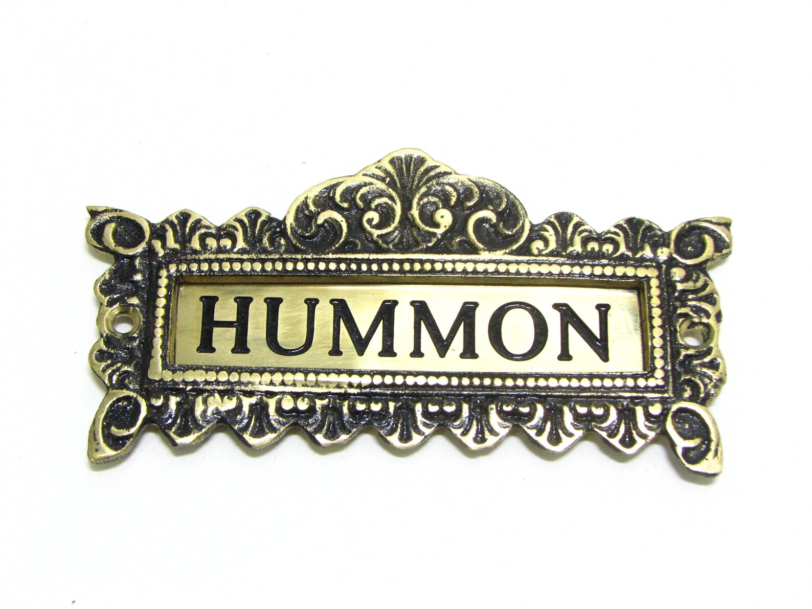 Personalized Solid Brass Door Name Plates Replaceable Plate Flowery