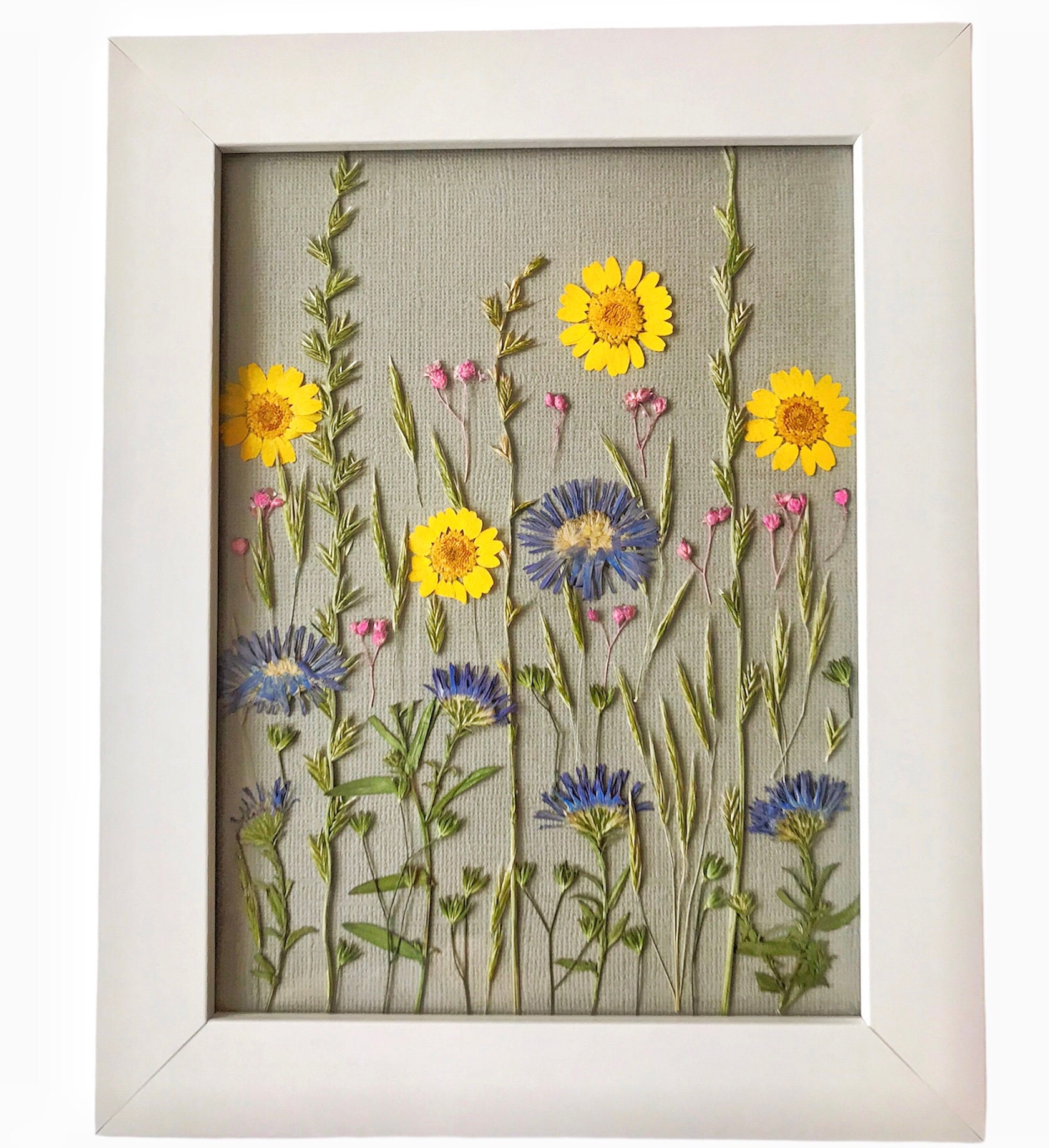 Pressed flower frame Pressed flower art Framed dried Etsy
