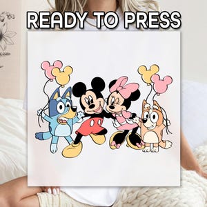 Mickey Minnie Bluey Bingo Friends DTF Transfer, Mickey Balloon DTF, Disneyland  Vacation, Disney Besties Squad Print, Bluey Cartoon Printing