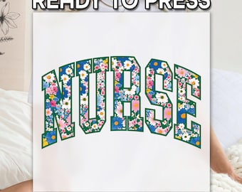 Colorful Daisy Floral Nurse DTF Transfer, Spring Flower Medical Shirt Design, Ready to Press Sublimation for Nurse Gifts, Ready to Apply