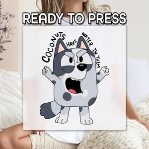 Coconuts Have Water İn Them DTF, Bluey Cartoon DTF, Gift For Bluey Lovers, Cute Cartoon Character Print, Wholesale Print, Trend Gift