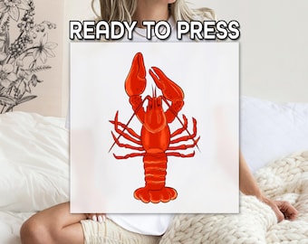 Crawfish DTF, Sea Animal Print, Heat Press DTF Transfer, Lobster Print, Fisherman Gift DTF, Ready To Apply Transfer, Crimson Claws Print