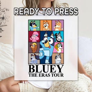 Bluey The Eras Tour DTF, Bluey DTF, Bluey and His Friends Print, Print For Cartoon Lovers, Ready to Apply, Direct  to Film, Gift DTF