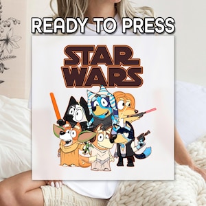 Bluey  Star Wars DTF, Bluey Heeler and Friends DTF, Cute Cartoon Characters Printing, Cute Star Wars DTF  Ready to Apply, Bulk Printing
