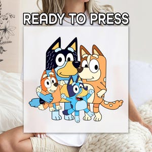 Bluey Family DTF, Bluey Bingo Dad and Mum DTF, Cute Cartoon Characters Printing, Ready to Apply, Wholesale Printing, Direct to Film, Trendy