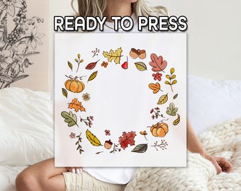 Autumn Leaves DTF Transfer, Fall Leaves and Pumpkin DTF, Ready to Press, Thanksgiving Print For Shirt, Gift For Her, Cozy Fall Colors DTF