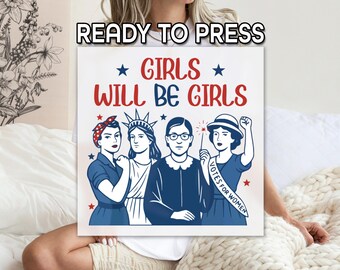 Red White Blue Feminist DTF Transfer, Ready to Press, Iconic Women Power Print, Female Rights Shirt Transfer, Bulk Printing