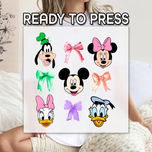 Disney Characters DTF Transfer, Minnie Mouse, Donald Duck, Mickey Mouse, Daisy Duck, Goozy, Ready to Apply, Shirt Heat Transfer, DTF