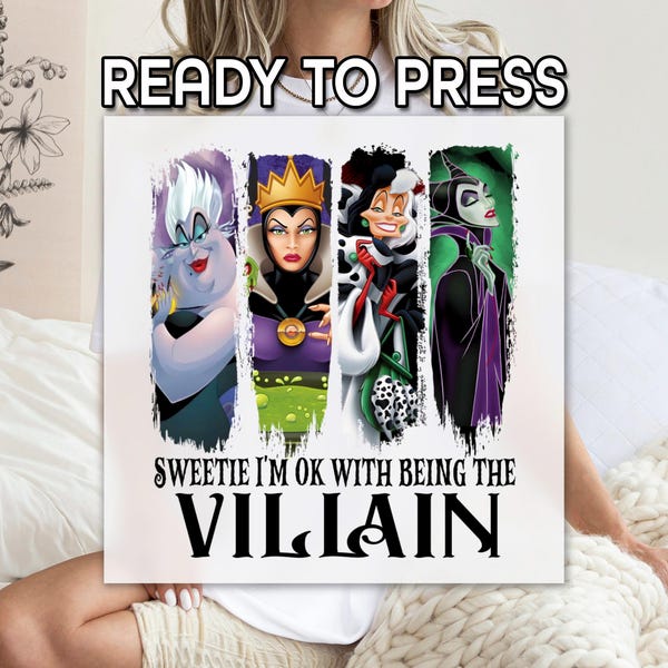 Disney Halloween Villain Design DTF, Disney Evil Queen Ursula Cruella Maleficent DTF, Retro Dark Style, Spooky Halloween Design For Shirt