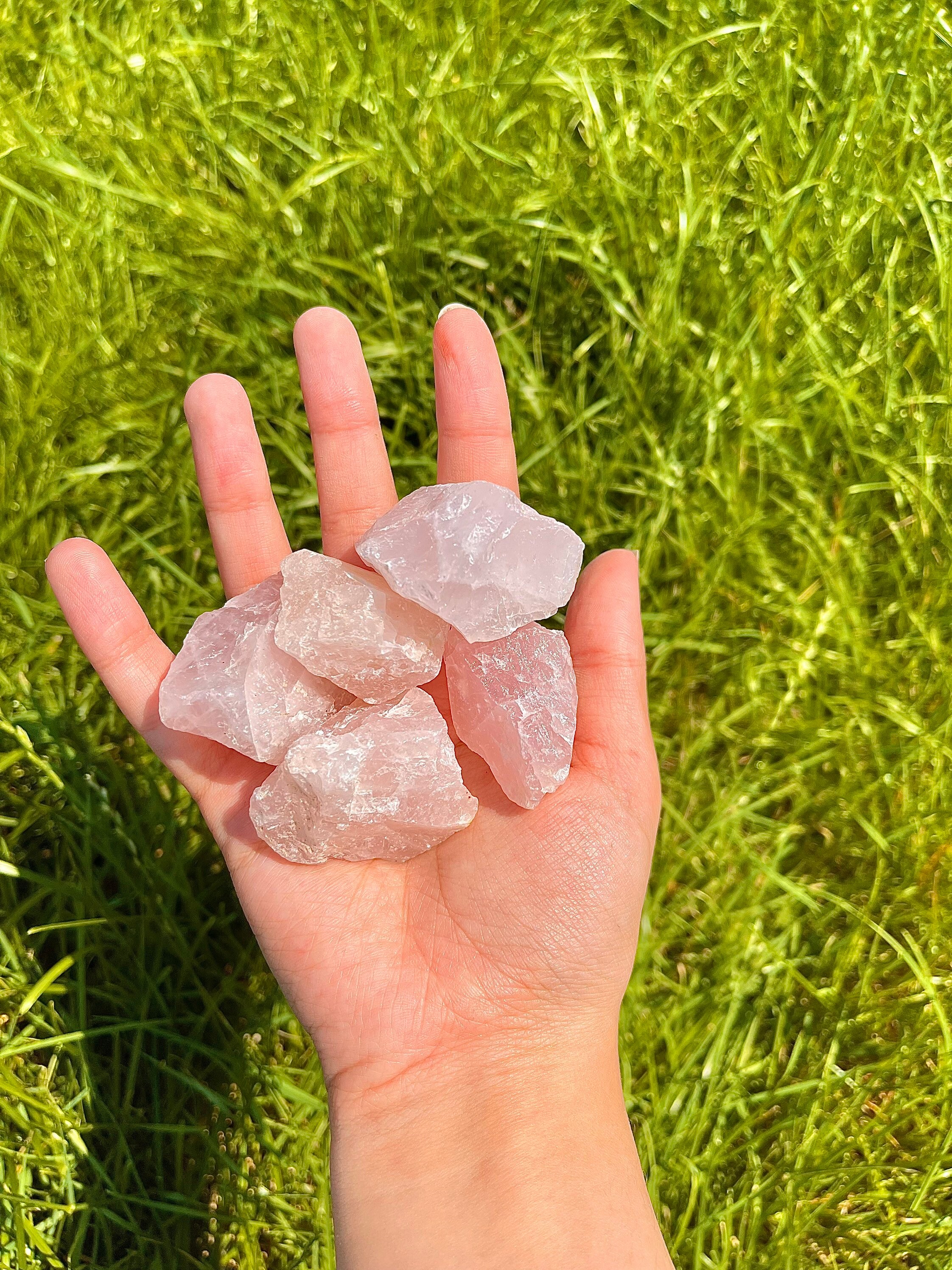 raw rose quartz crystal - (brazil) one RANDOM sized rose quartz could…
