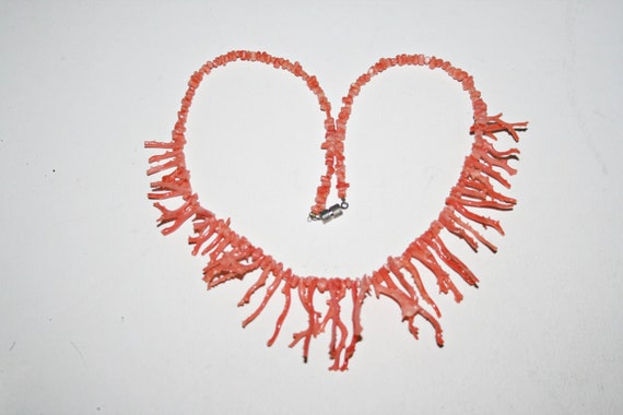 c1930s Antique Art Deco Pink Branch Coral Necklace