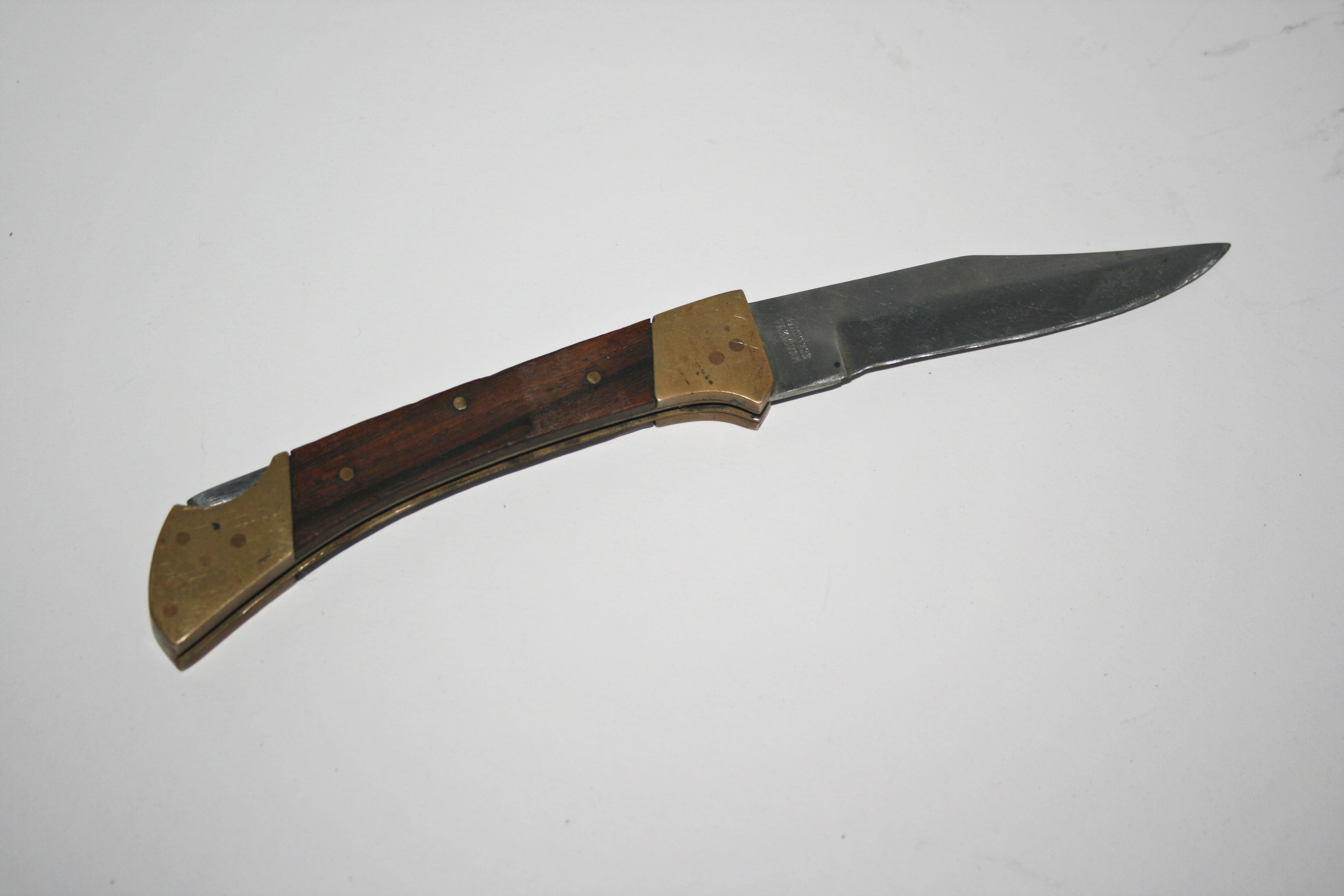 Vintage Pakistan Folding Brass and Wood Hunting Knife Etsy