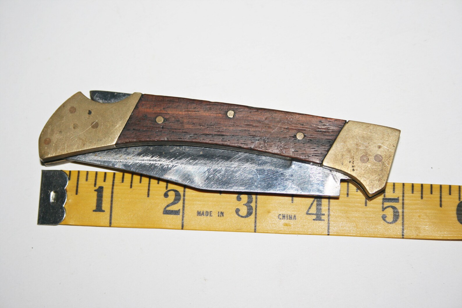 Vintage Pakistan Folding Brass and Wood Hunting Knife Etsy