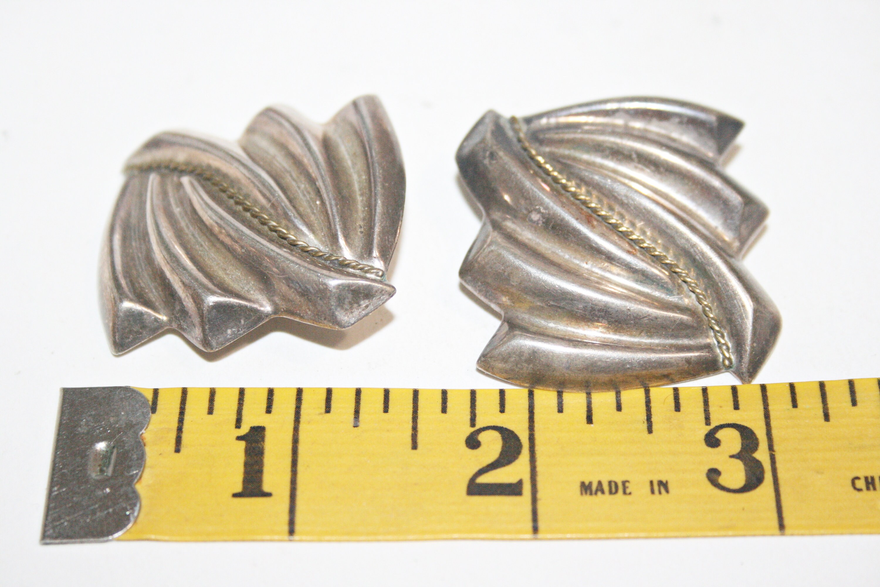 Vintage Modernist Sterling Silver ClipOn Earrings Etsy