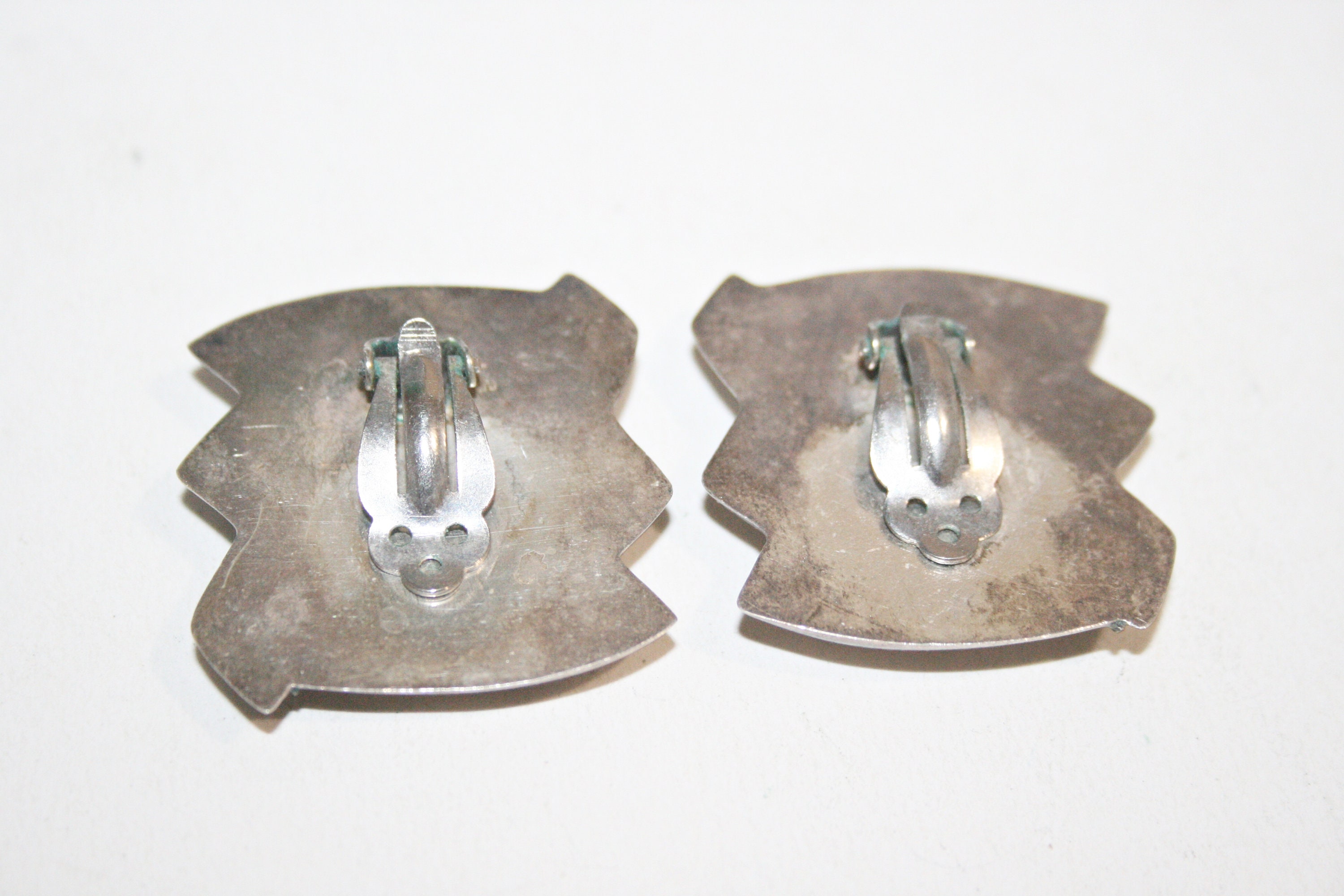 Vintage Modernist Sterling Silver ClipOn Earrings Etsy