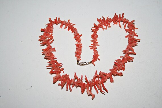 c1930s Antique Art Deco Pink Branch Coral Necklace
