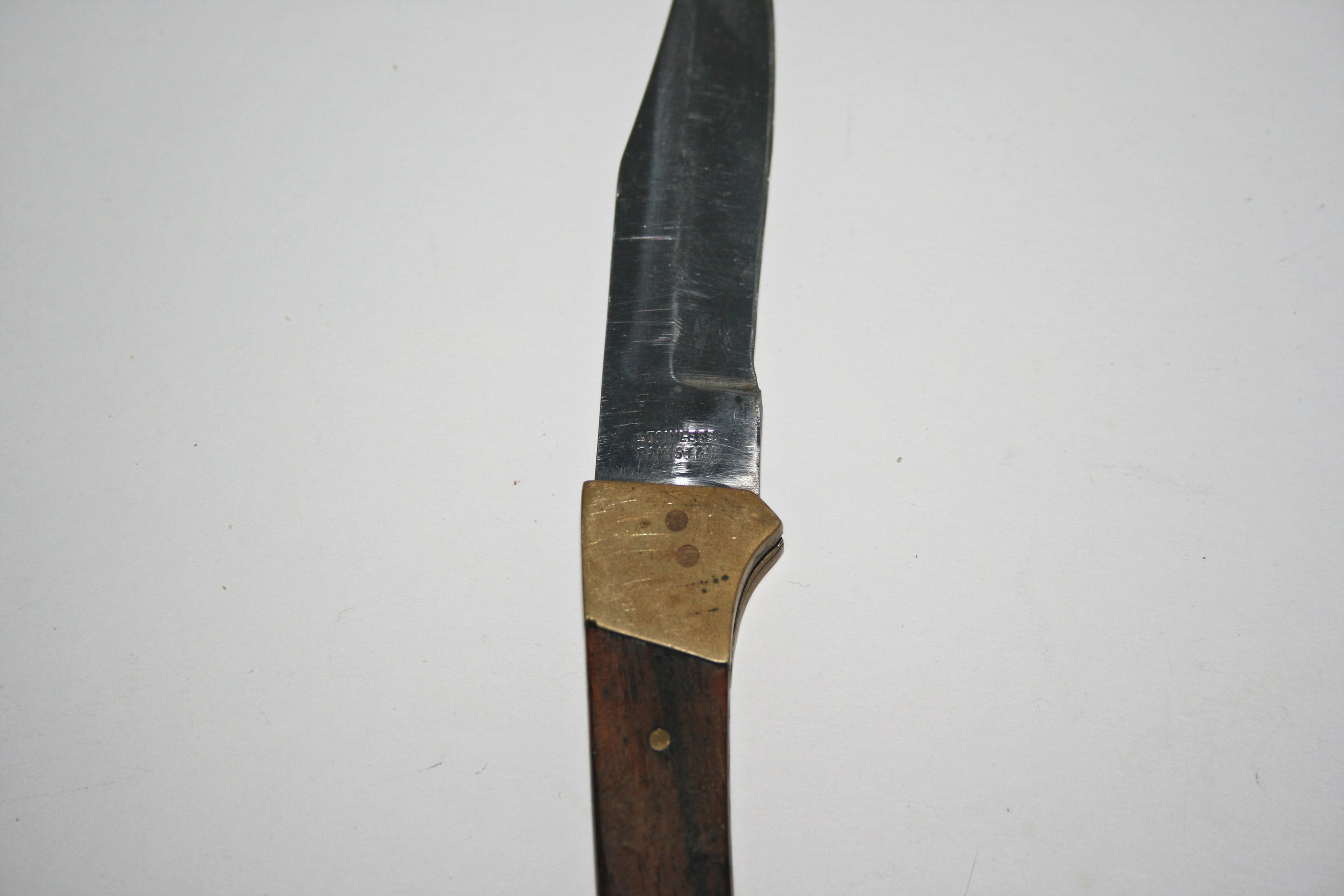 Vintage Pakistan Folding Brass and Wood Hunting Knife Etsy