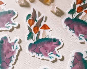 Toads & Toadstools | 3” vinyl clear sticker | magical art