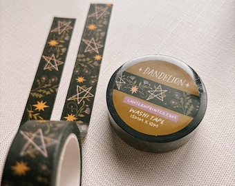 Dandelion Washi Tape - Green witch | Herbs & pentagrams