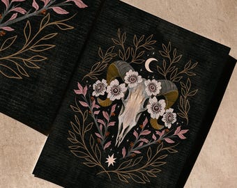 Keeper of Bones, Multiple Sizes, Gliclee print | Witchy Decor | Curio Collector | Hawthorn & Anemones