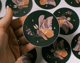 Cecropia Moth Sticker | Wildflower, Matte Vinyl, 3"