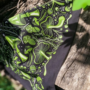 Midnight Mushroom Bandana | Altar cloth | Multiple Colors | Witchy Decor