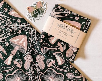 Midnight Mushroom Bandana | Altar cloth | PINK | Witchy Decor