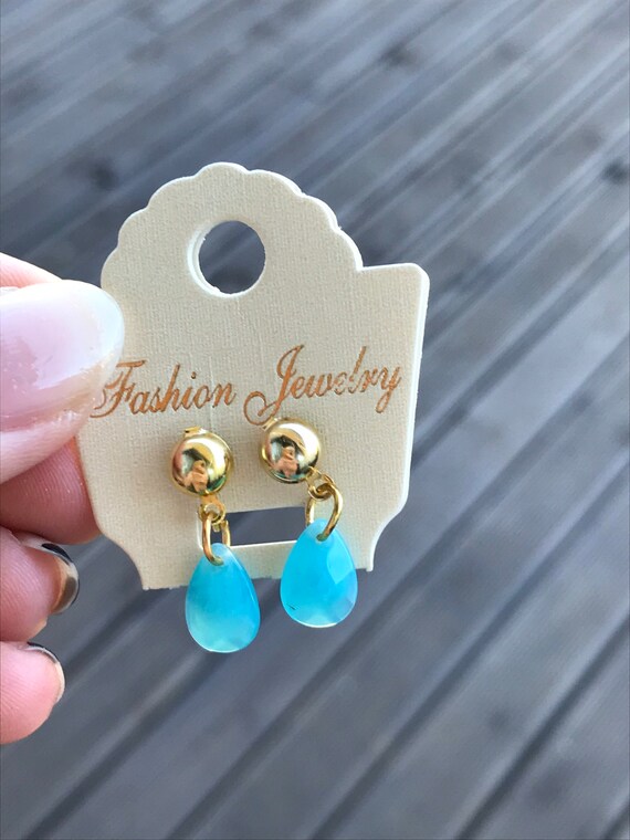 Baby blue earrings /handmade blue and gold / silver earrings / Etsy