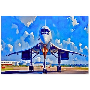 Concorde on the Taxiway – Blue Sky Watercolor Aviation Print