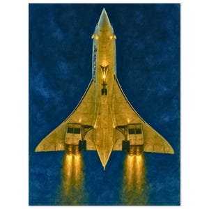 Concorde Jet Watercolour Print – Supersonic Aircraft Night Launch Art | Aviation Wall Decor | Pilot Gift | Concorde Poster