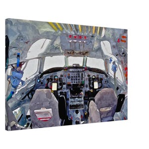Boeing 707 Cockpit Watercolor Digital – Vintage Aviation Art | Retro Jet Cockpit Decor | Pilot Gift | Airline Wall Art | Plane Lover Gift