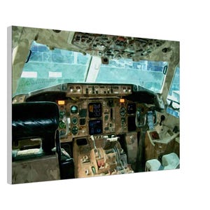Boeing 767 Cockpit Watercolour Digital | Classic Widebody Jet Flight Deck | Aviation Art for Pilots & Collectors