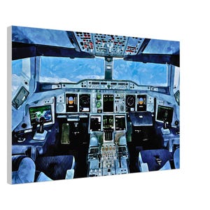 airbus a380-Cockpit Aquarell digital | Superjumbo Jet Flight Deck Kunst | Luftfahrt Wanddeko für Piloten & Avgeeks